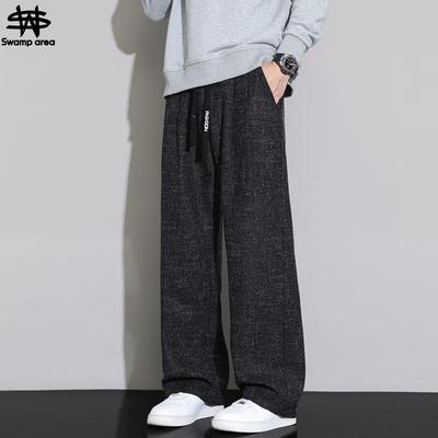 SWAMP AREA Men's Linen Blend Drape Straight-Leg Casual Pants