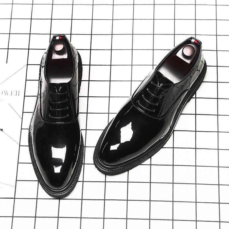 British Fashion Patent Leather Casual Men'S Shoes Pointed Business Leather Shoes Dress Shoes A Piece 9706-B