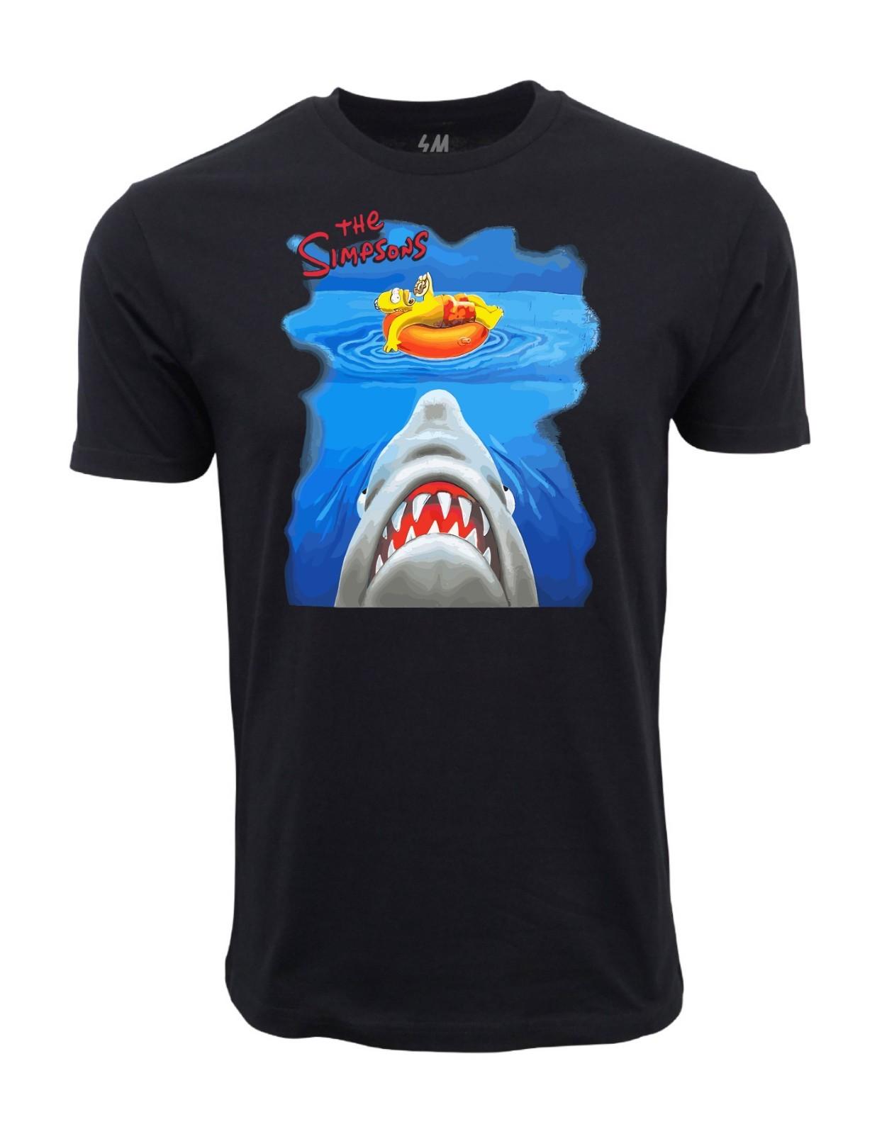 1999 SIMPSONS JAWS PARODY BLACK T-SHIRT L