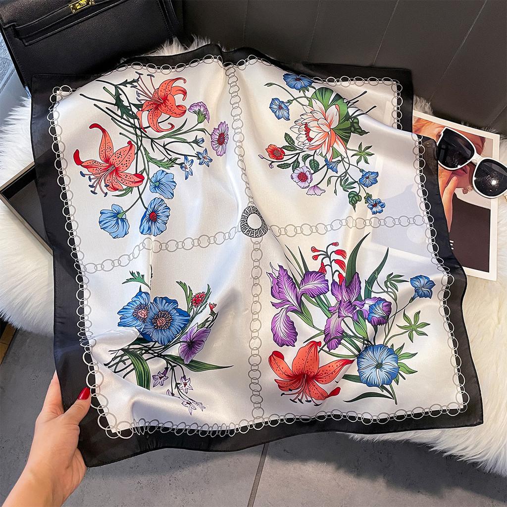 Paisley Floral Print Silk Square Scarfs For Women Decorate Neck Ties 70*70Cm Kerchief Lady Hijab Female Neckerchief Wraps Soft