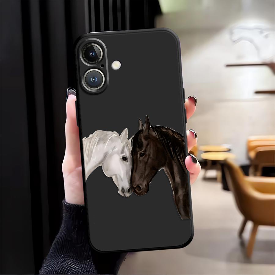 White Black Horse Funda Phone Cover Case for Apple iPhone 17 Pro Max 11 XR XS MAX 14 12 Air 16 15 Pro 7 8 13