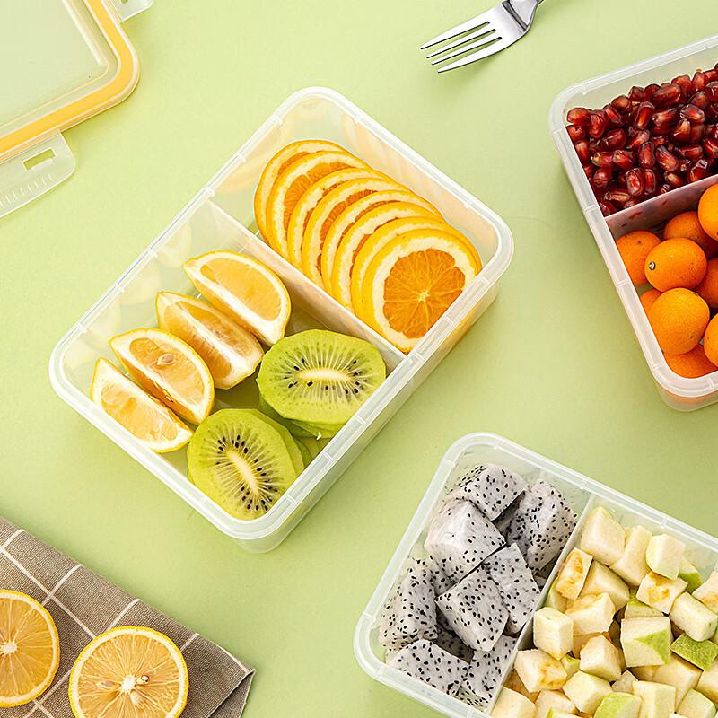 Kitchen Divided Food Storage Box with Lid - Food Grade Plastic & Silicone Fresh-Keeping Container for Fruits & Vegetables