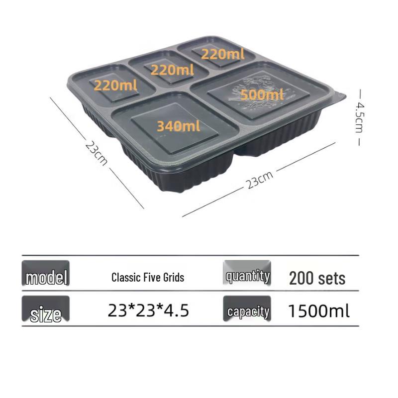Zebian Disposable Compartmented PP Plastic Lunch Boxes with Lids