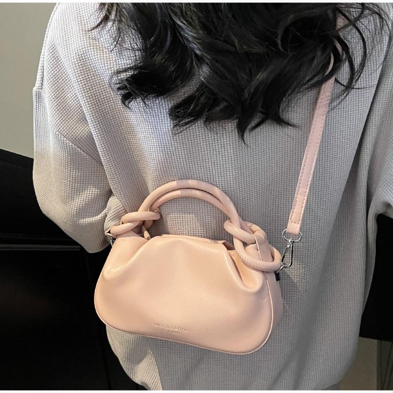 Elegant Pleated Cloud Bag With Knot Handle Chic Mini Handbag Magnetic Buckle Design Shoulder Bag Women Cute Dating Crossbody Bag