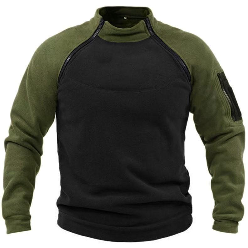 Men's Tactical Fleece Zipper Pullover Jacket - Stand-up Collar for Autumn/Winter Outdoor Sports