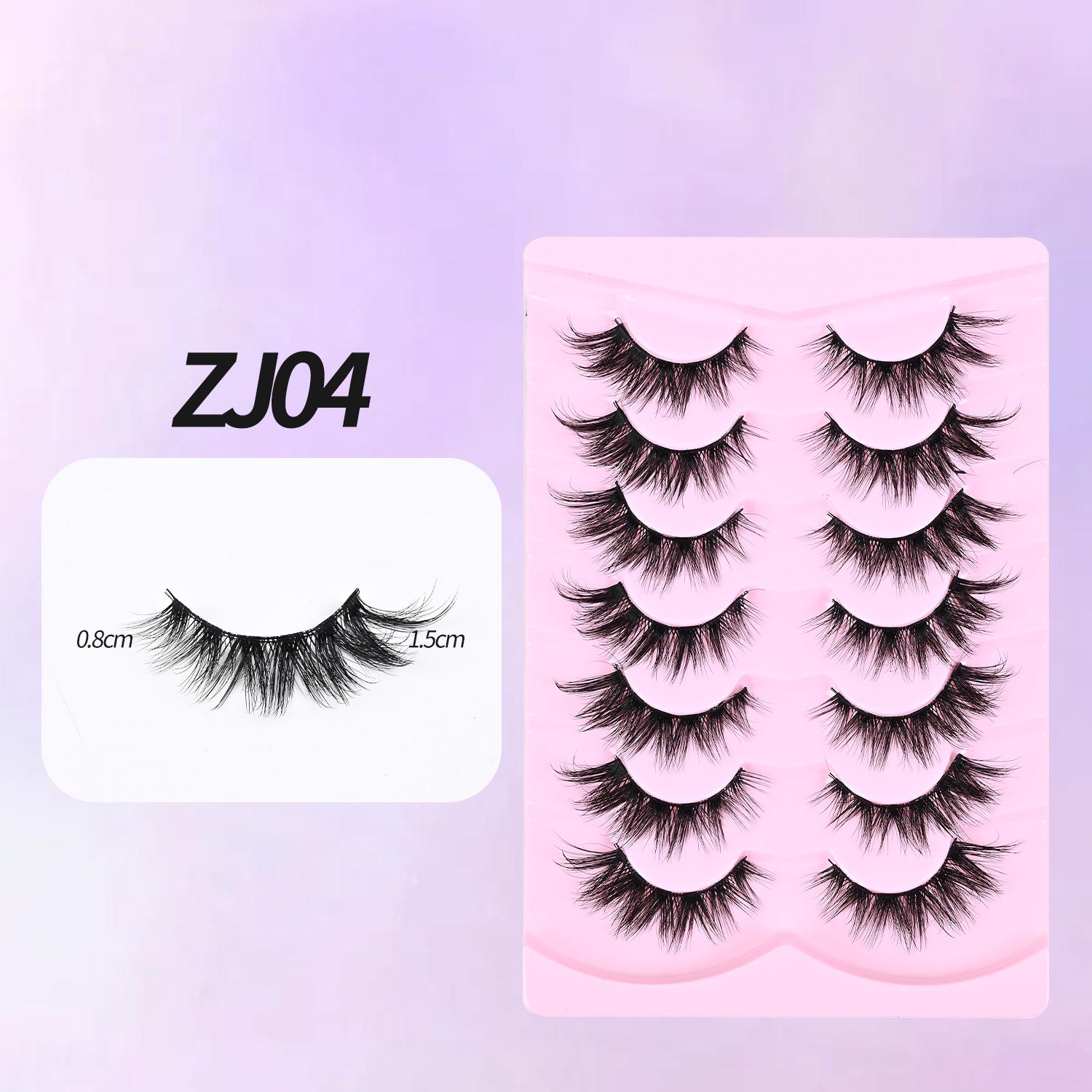 Seven Pairs of ZJ04 Cross-Border Natural Dense False Eyelashes