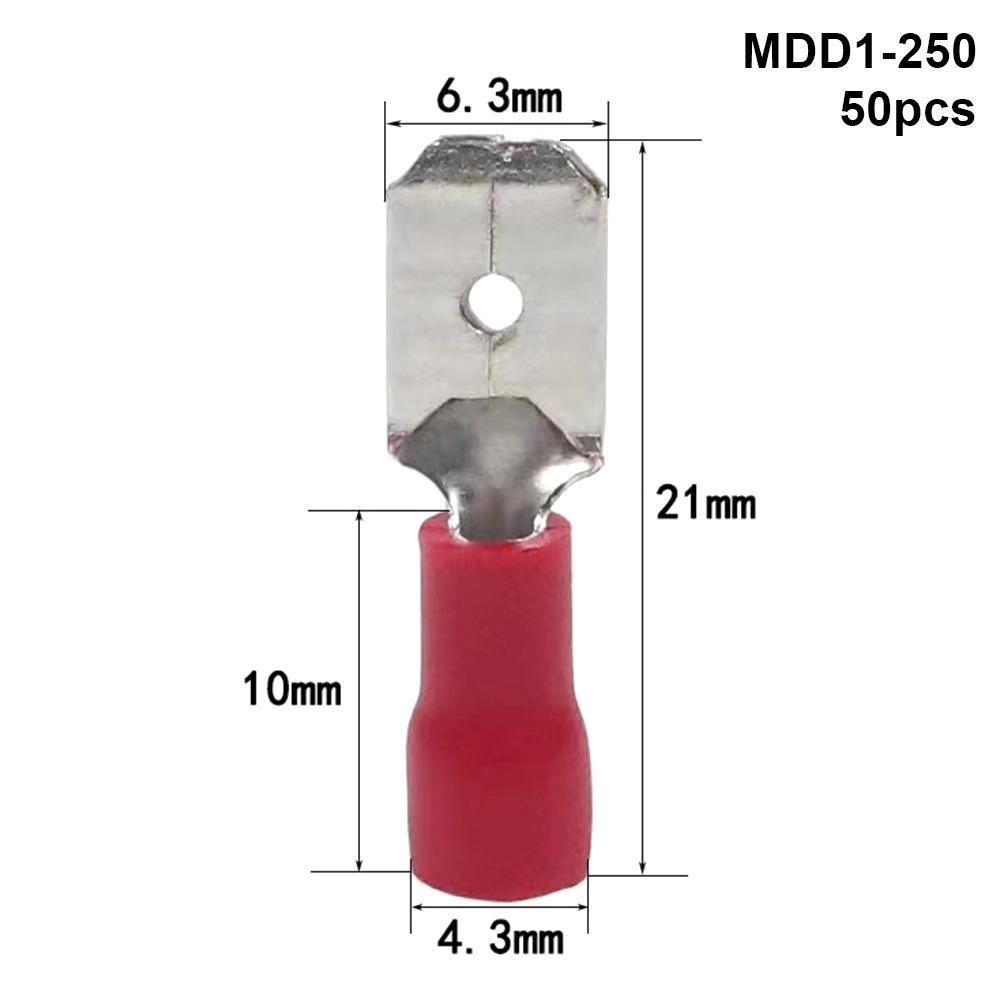 50Pcs 2.8/4.8/6.3mm Wire Connectors FDD/MDD1.25/2/5.5 Female/Male Electrical Crimp Terminal Insulated Spade Quick Disconnects