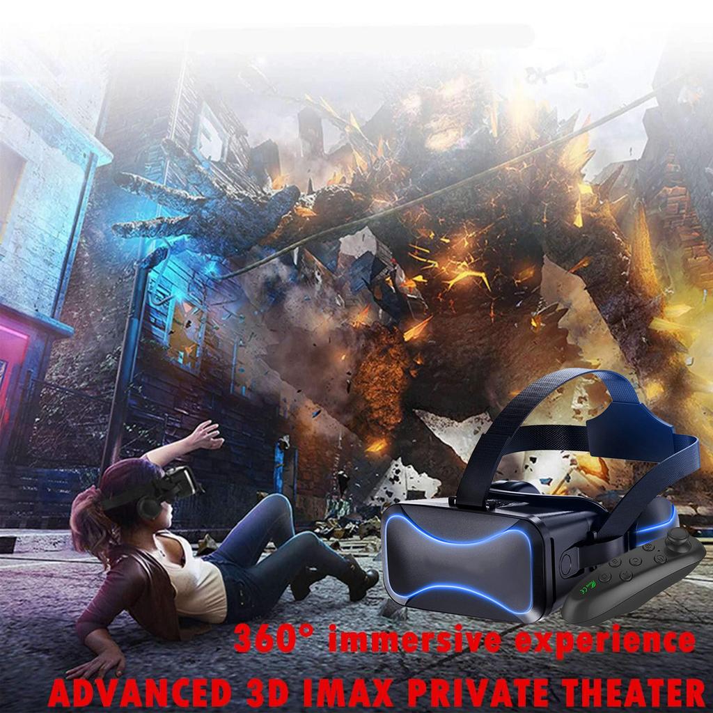 VR Headset with Remote Controller 3D Glasses Virtual Reality Headset for VR Games and 3D Movies