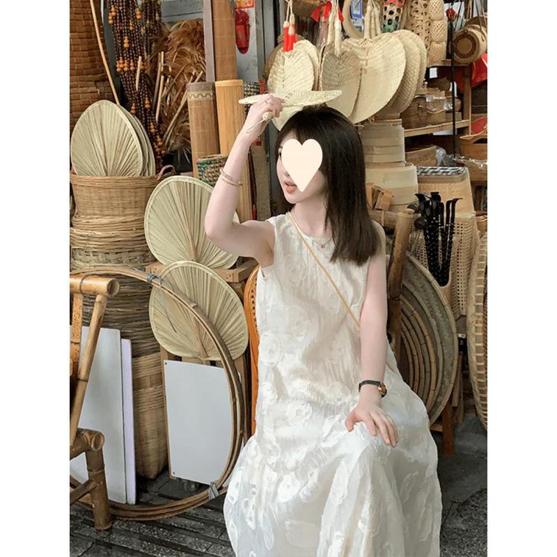 New Solid Color Sleeveless Vest Dress Women's Summer Niche Design Apricot Dress