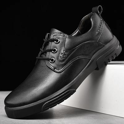 Men Fashion Shoes Lace Up Retro Oxford Shoes Men Casual Derby Round Toe Casual Platform Thick Outsole Leather Shoes for Men