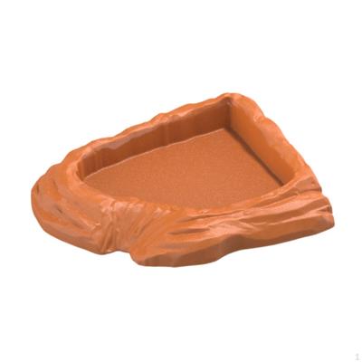 Corner Terrarium Bowl Reptile Feeding Dish, Decorative Turtle Water Bathing Pool for