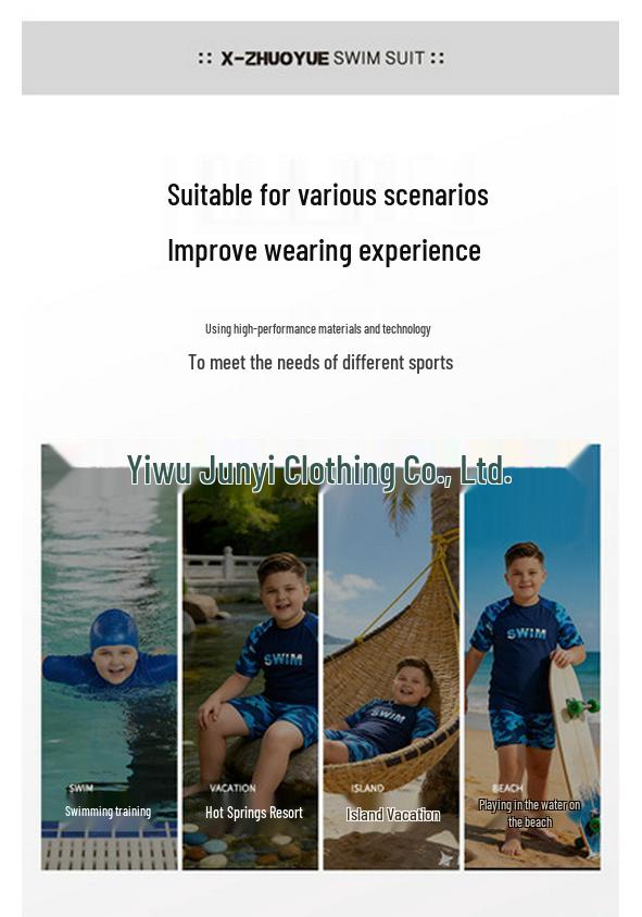2026 Boys' Split-Piece Quick-Dry Sun Protective Swimsuit Set for Older Kids