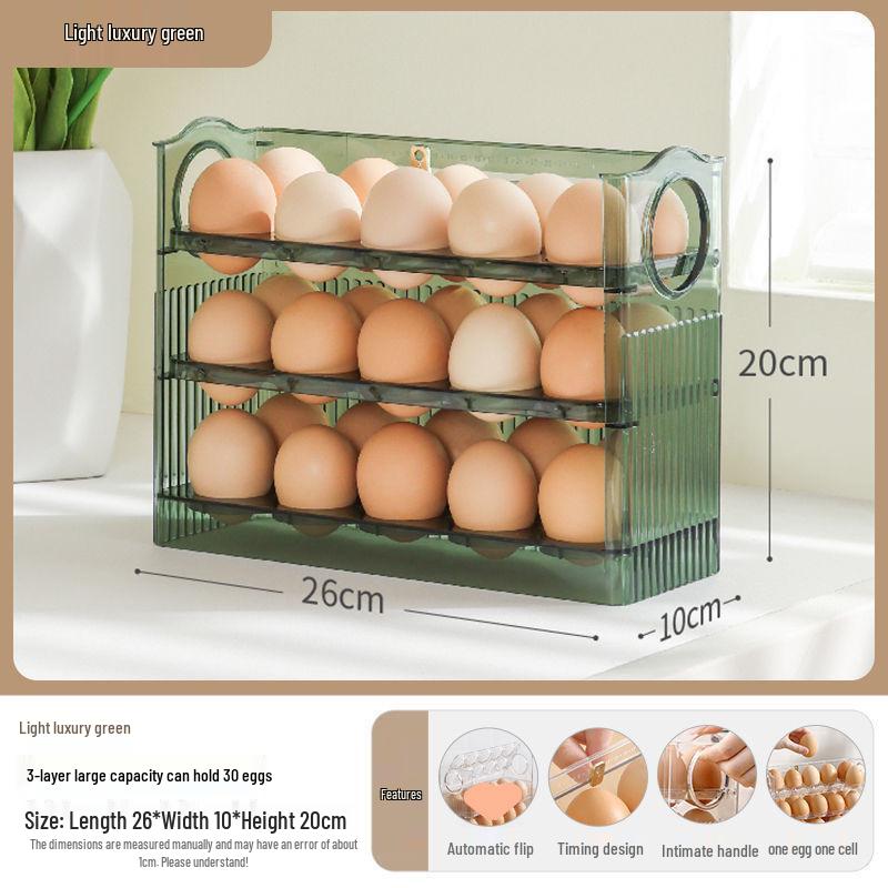 Automatic Flip Egg Storage Box - Kitchen Egg Tray & Duck Egg Holder for Refrigerator Side Door