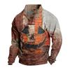 Men's Casual Fashion Christmas Printed Hoodless Sweatshirt Wide Men's Loose Button Stand Collar Hooded Sweatshirt