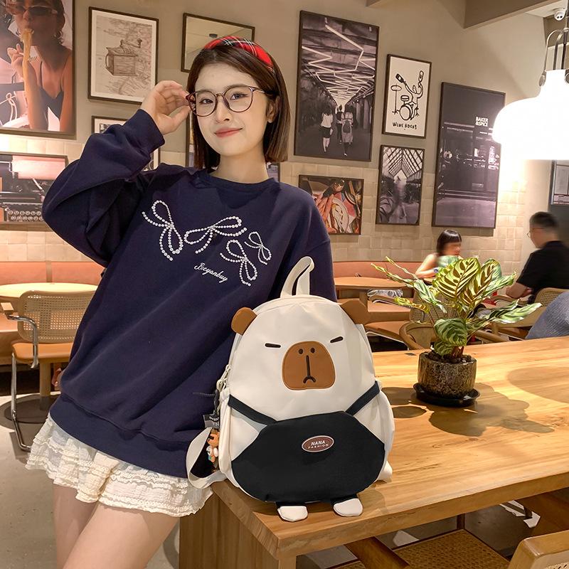 2025 Capybara Cartoon Women's Street Trend Large-Capacity Casual Backpack