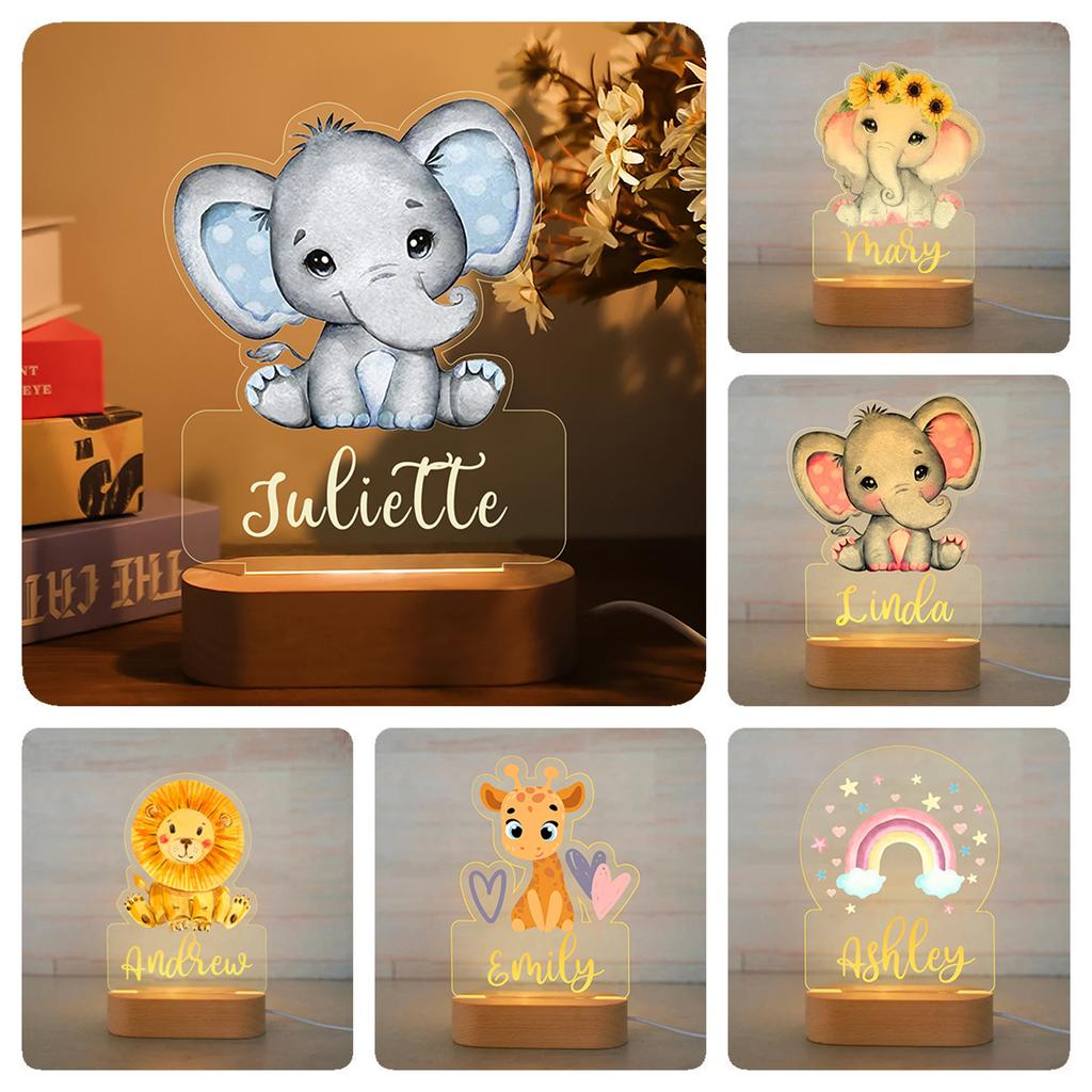Personalized Children Animal Night Light Custom Acrylic Lamp Baby Kids Bedroom Decoration Neonate Birthday Christmas Gift