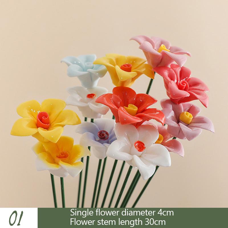 5X Artificial Flower Ceramic Handmade Fake Flower Creative Art Floral Home Decor Party Wedding Garden Decor Valentine's Day Prop