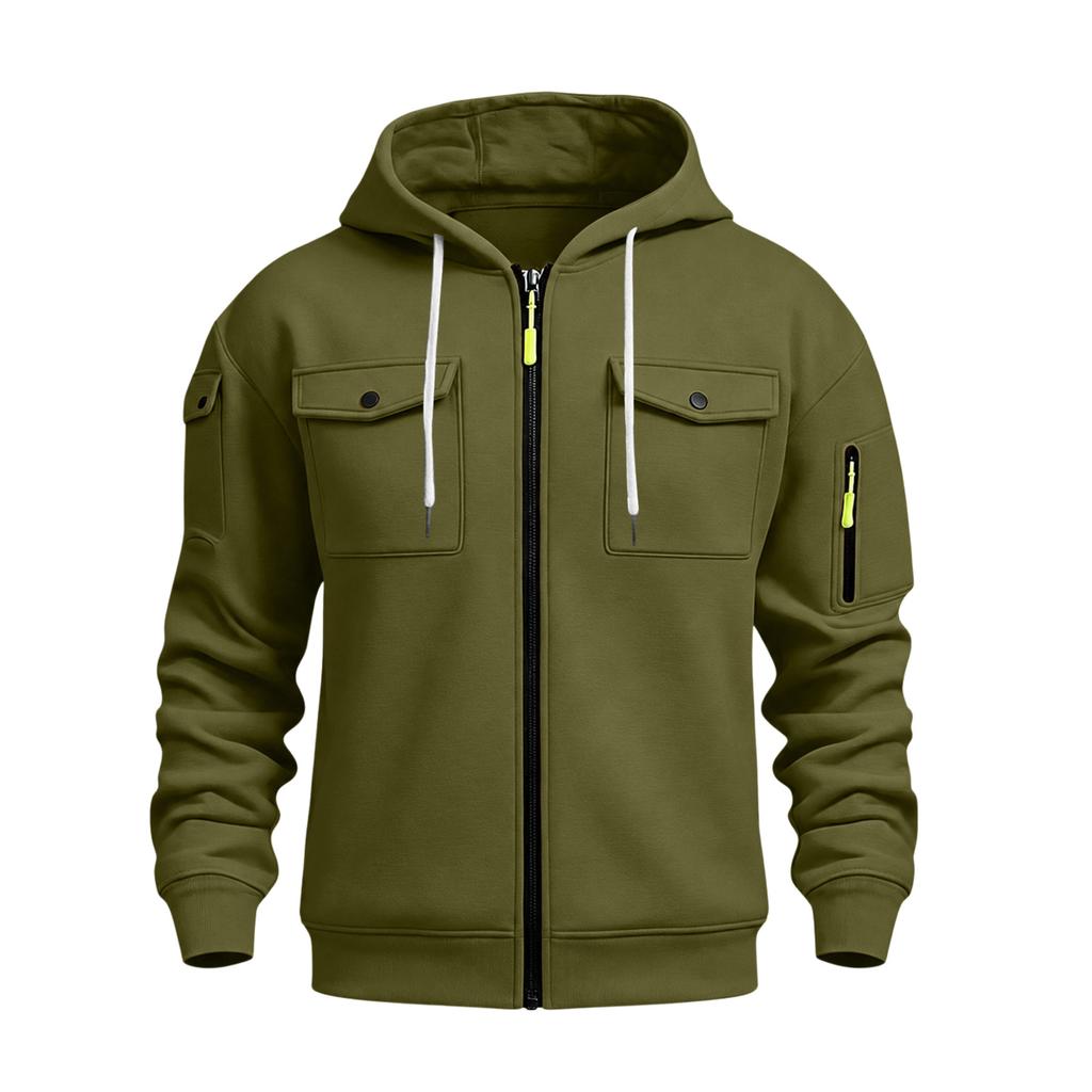 Men's Color Hooded Lightweight Jacket for Fall and Winter