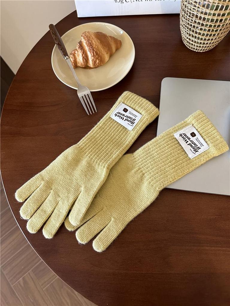 Lange gestrickte Fingerlose Touchscreen-Handschuhe mit verlängertem Handgelenkwärmer für Herbst & Winter