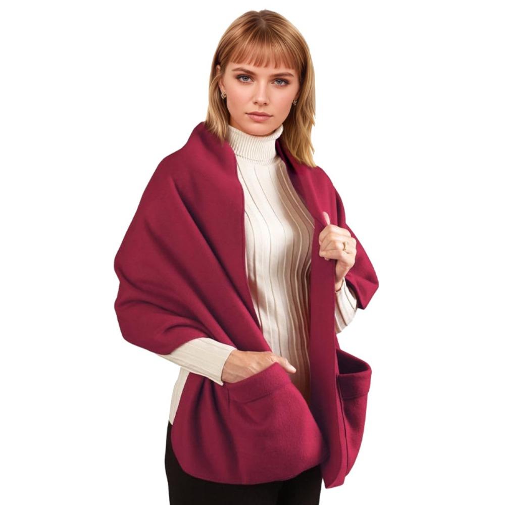 

Warm Wearable Blanket Wrap Scarf Lightweight Cozy Fleece Wrap Shawl New Poncho Cape Autumn Winter Red S