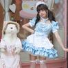 Milky Time Women's Lolita Maid Cosplay Dress, Short Sleeves, Ribbon, 4 Colors (Blue)