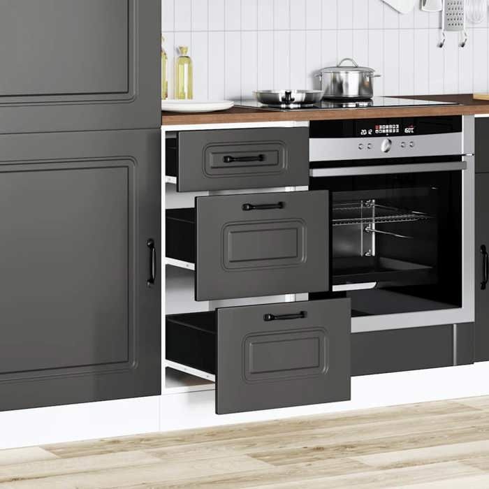 VidaXL Kitchen Cabinet Kalmar Black Engineered Wood, Sink Cabinet, Kitchen Cabinet with Drawer, Kitchen Cabinet At 854241