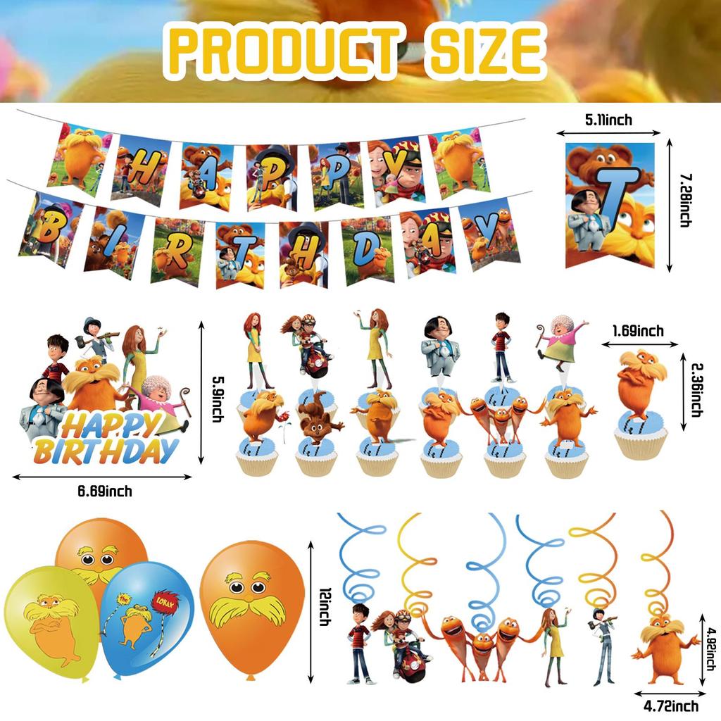 56 Pcs Cartoon Themed Party Decorations
