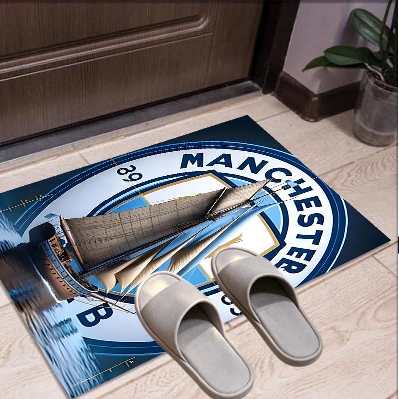 Manchester City FC Pattern Rug, Indoor/Outdoor Mat, for Picnic, Gameroom, Bedroom, Office, Living Room, Home Decor Carpet, Birthday Gift