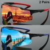 2 Paar Halbbrillen Sportbrille Herren Spiegel Professionelle Radsport-Sonnenbrille Übergröße Winddicht Umschlossen Rund Anti-UV-Schutz