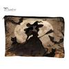 Witch Pumpkin Pattern Bag Storage Bag, with Smooth Zipper, Thickened Polyester Large Capacity Zipper Cosmetic Halloween Printed Pouch