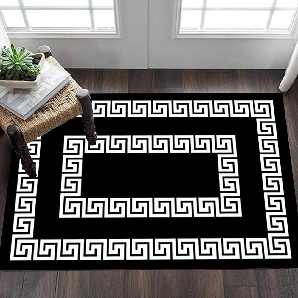 Greek Key Pattern Rug Decoration,Carpet,Living Room,Bedroom, Non-slip,Square rug