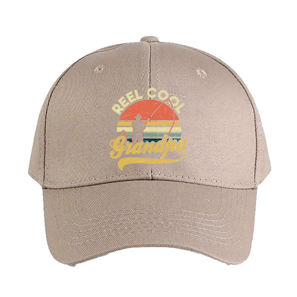 Mens Reel Cool Grandpa Fathers Day Fishing Woman Man Baseball Cap Adult Adjustable with Curved Brim Hiking Fishing Hat