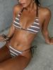 2026 Europäischer & Amerikanischer Sexy Gestreifter Dreiteiliger Bikini