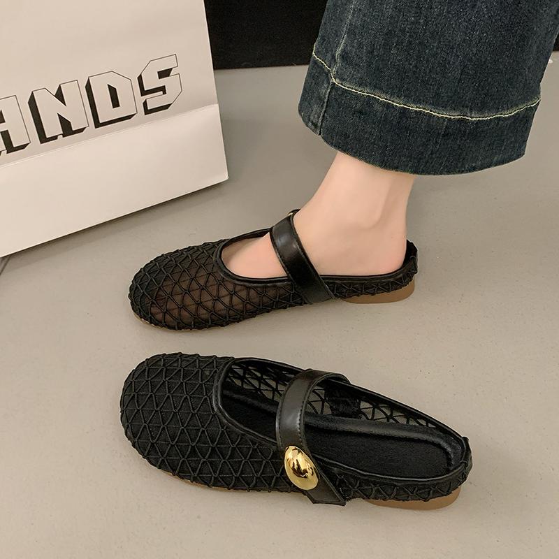 Fashion Shoes Ladies' Slippers Lace Slipers Women Cover Toe 2025 Flat Rubber Slides Shoes Cover Toe Lace Slippers Flat Slides Slipers Wo