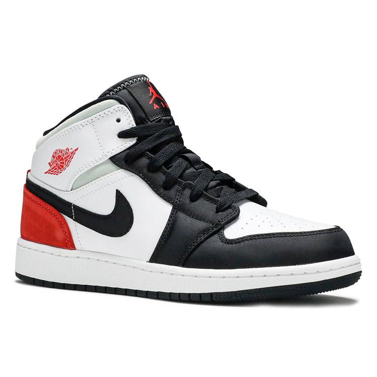 Jordan 1 Mid SE White Black Red Spruce GS BQ6931-100