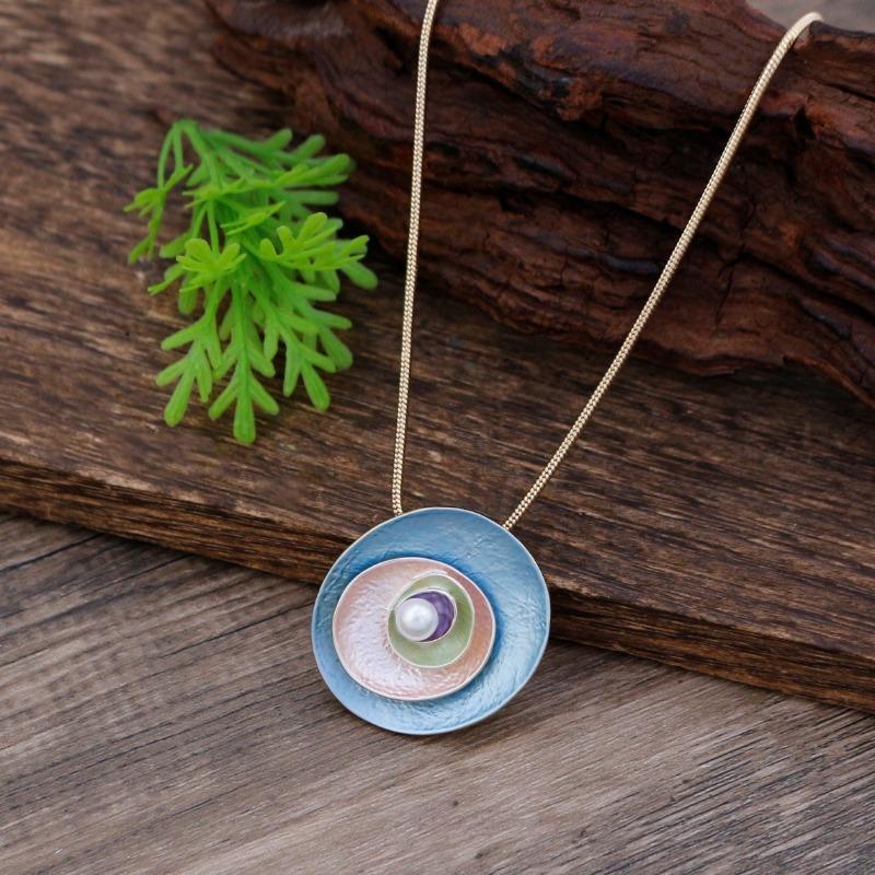 New enamel color irregular flower stud earrings pendant set women's fashion simple petal versatile necklace