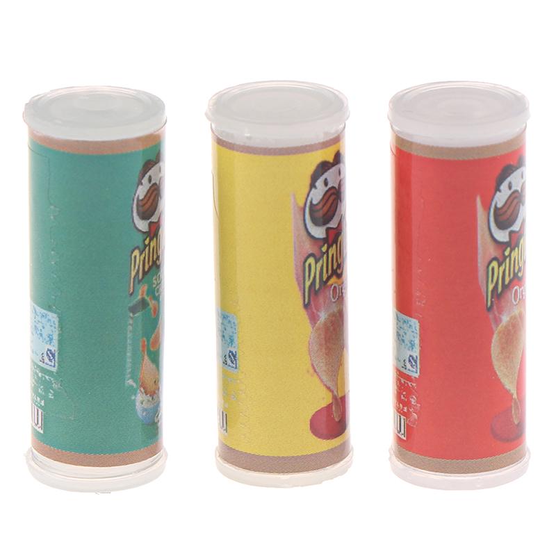1 set/3 pcs 1:12 Dollhouse Miniature Food Potato Chips BottlesMini Simulation Potato Chips Bottle Dolls Kitchen Food Toys