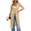 Women's Long Sleeve Button Front Cardigan Longline Slim Fit Knit Top Lightweight Layering Sweater for Casual Wear