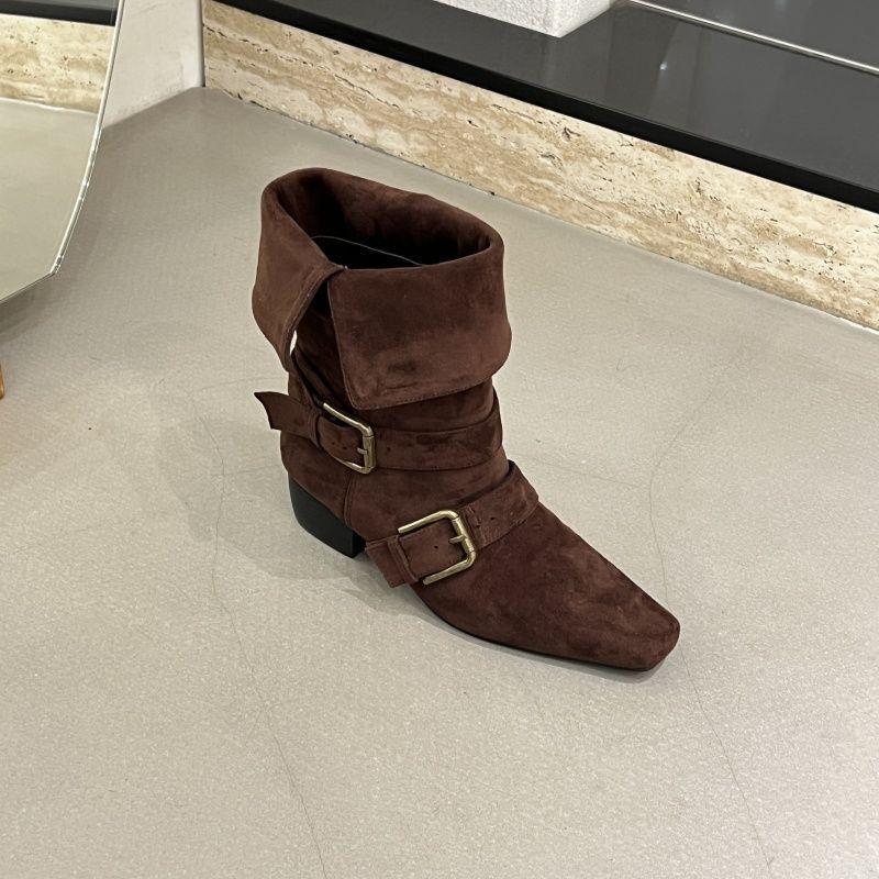 

2025 new women s shoes retro matte belt buckle Martin boots fashion British style two wear fashion boots square head women 40