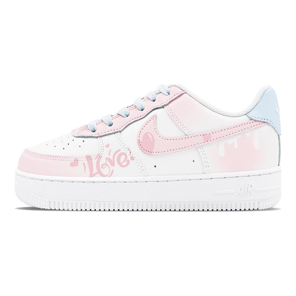Nike Air Force 1 Air Force 1 Abrasion Resistant Slip Resistant Low Top Skateboard Shoes Women's White Pink Blue DH2920-111(Team1655-S-BOX)