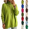 Women's Color Mock Neck Pullover Sweater Casual Knit Top for Everyday Wear