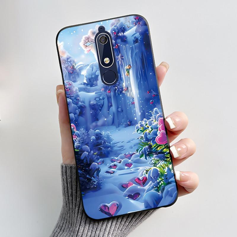Soft TPU Casing Case For Nokia 5.1 Back Cover Nokia 5.1 Plus X5 Aesthetic Fashion Cute Cat Shockproof Black Silicone Phone Case