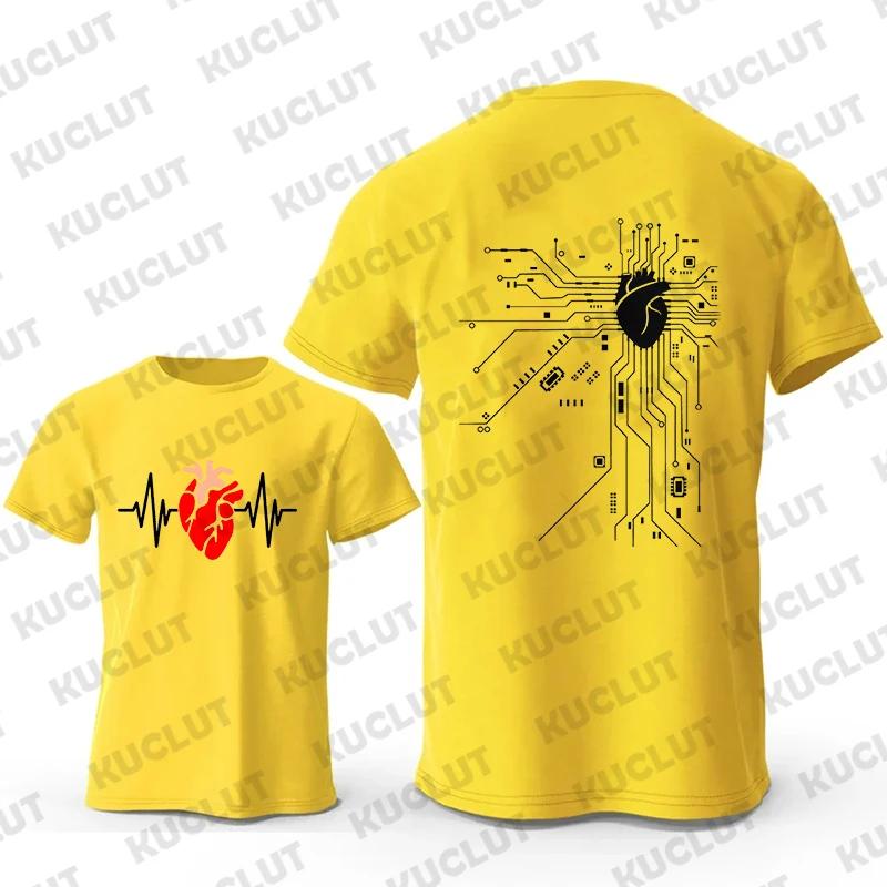 Camiseta Gráfica de Circuito de Processador CPU Masculina Verão Camiseta Placa de Circuito ECG Tops Masculinos Camisetas Fashion Frente e Verso Homme Roupas Unisex