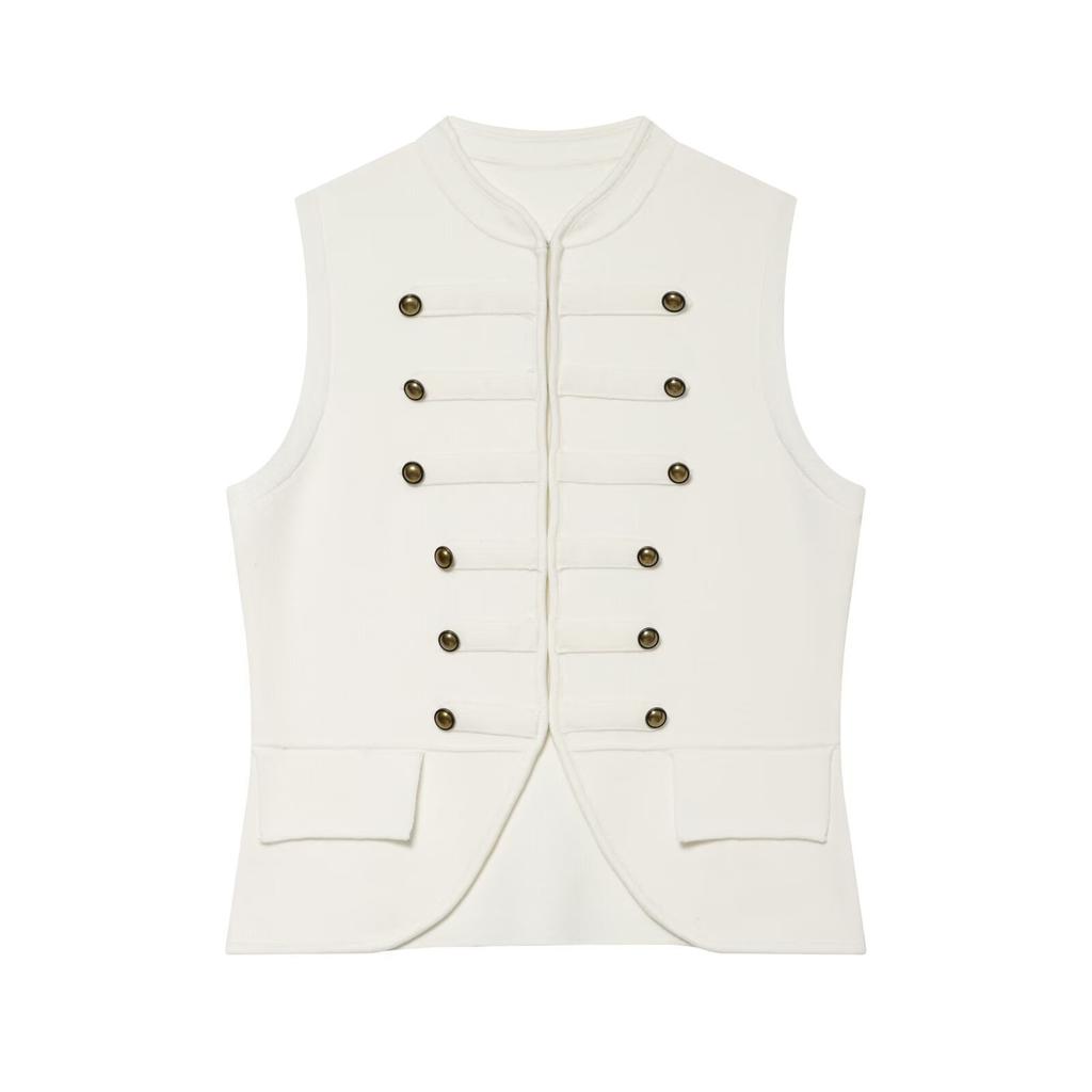 European and American Style, New Women's Clothing, Sleeveless Round Neck Casual Knot Buckle Knitted Vest 5536030