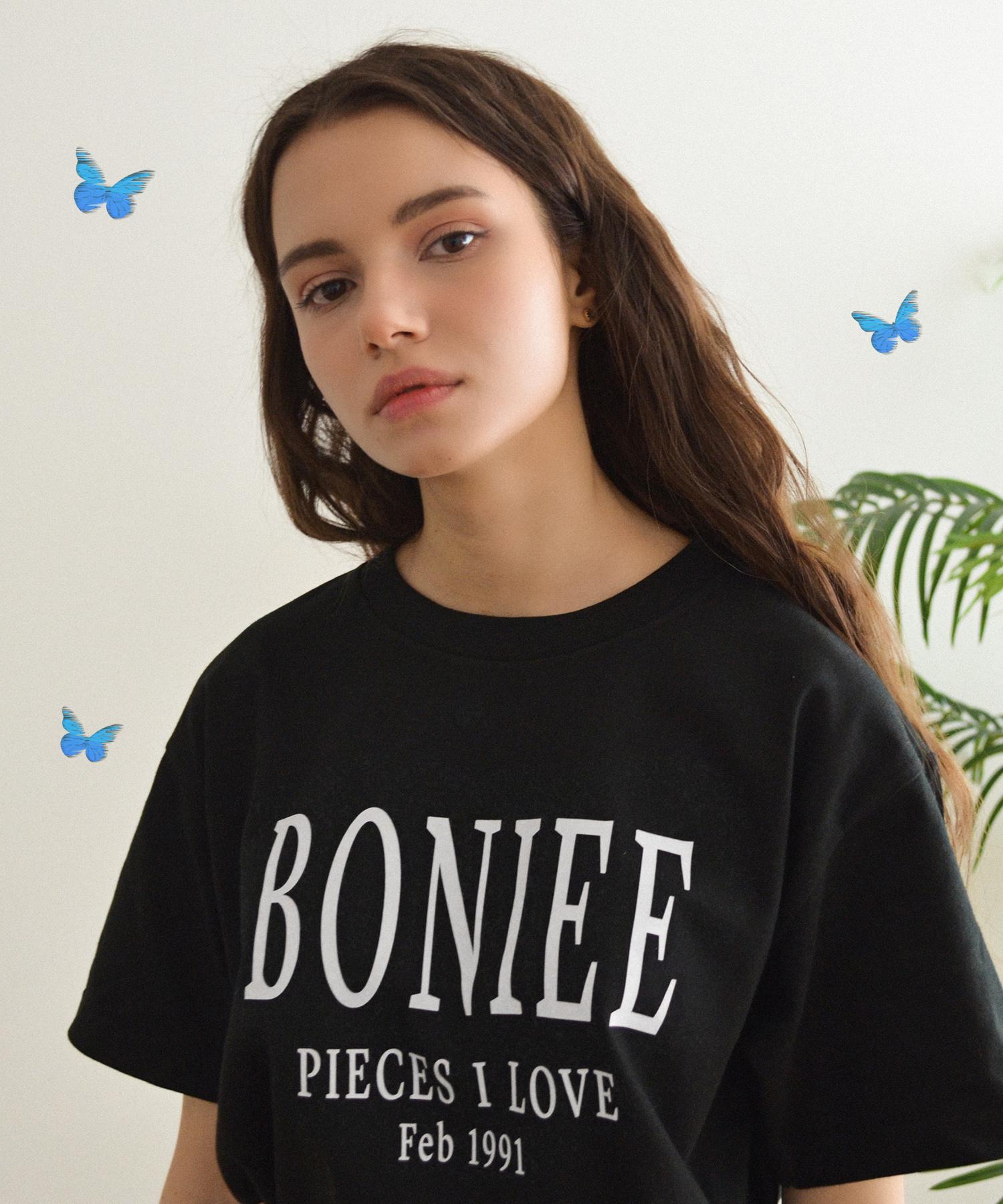 Bonye Typographic Serif Logo T-Shirt Black Black/Size 1