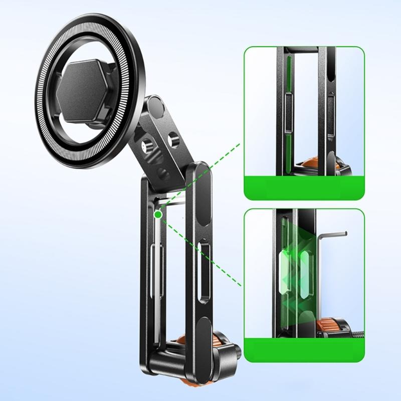 Aluminum Magnetic Phone Holder Anti Shake 360 Degree Rotating 1/4inch Screw Mount for Secure Phone Attachment Portable