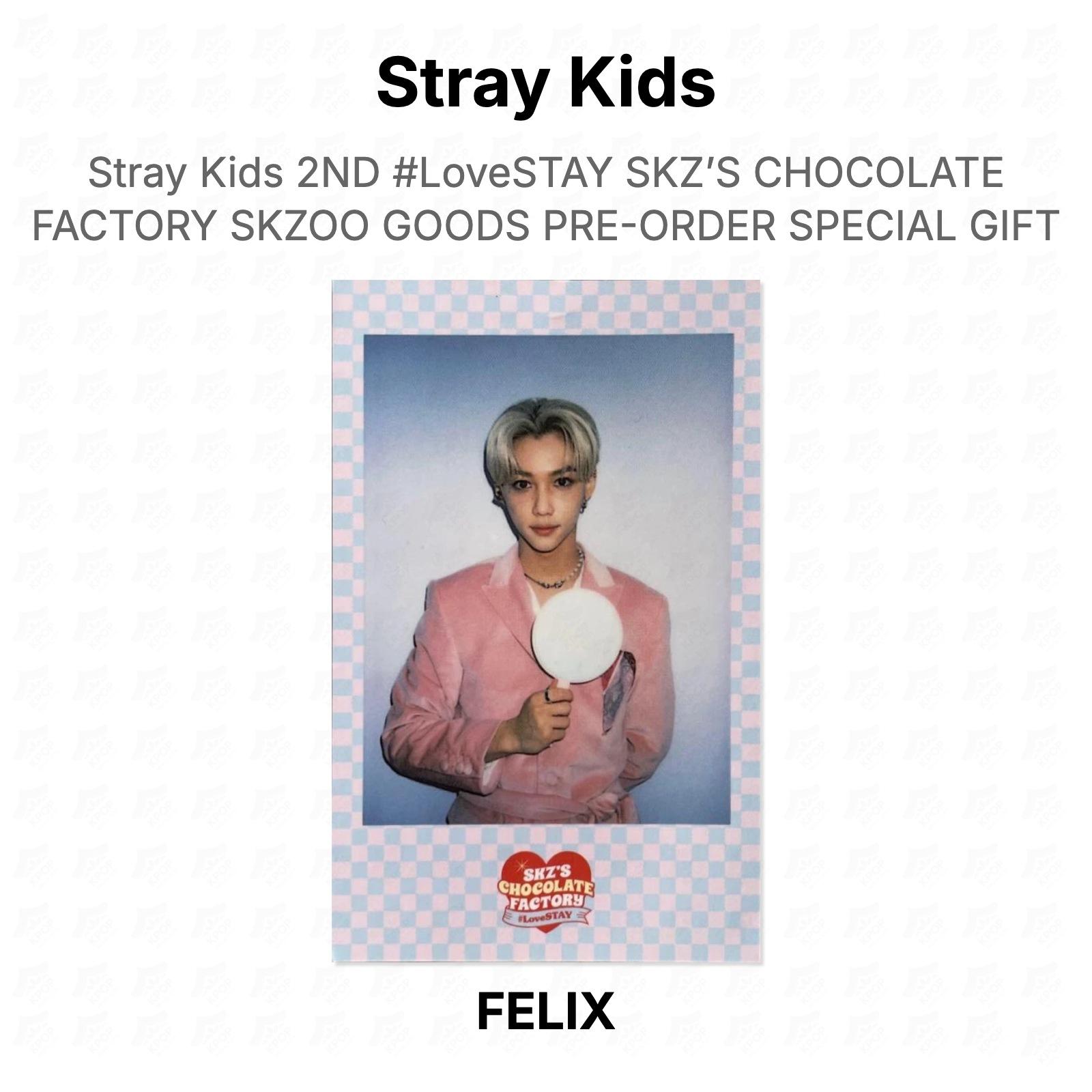 Stray Kids 2-й #LoveSTAY SKZ S CHOCOLATE FACTORY Товары SKZOO Специальный подарок по предзаказу Официальная фотокарточка FELIX 02 white