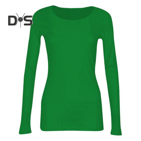 Pullover Tops Women Ribbed Long Sleeve Bottoming Top Regular Fit Lightweight Crew Neck Shirt Daily Wear