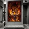 Tiger Fire Posters and Prints Abstract Animal Pictures Wall Art For Living Room Canvas Painting Cuadros Home Decor No Frame