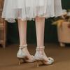 French stiletto beautiful wedding shoes bride shoes can usually be worn with small skirts high heels women pearl rhinestone single shoes women